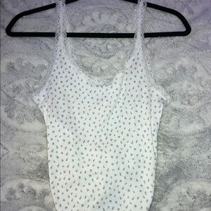 H&M White and Blue Patterned Camisole